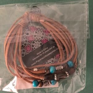 Paparazzi Tan and Turquoise Beaded Bracelet